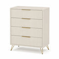 Cassettiera in MDF Beige con Gambe in Metallo Dorato