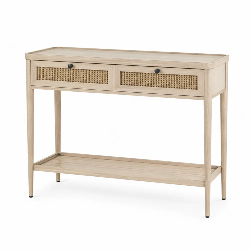 Consolle in Legno e Rattan con Cassetti