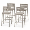 Set di 4 Sedie in Alluminio con Schienale Intrecciato