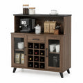 Credenza in Legno con Portabottiglie e Ante in Vetro Temperato