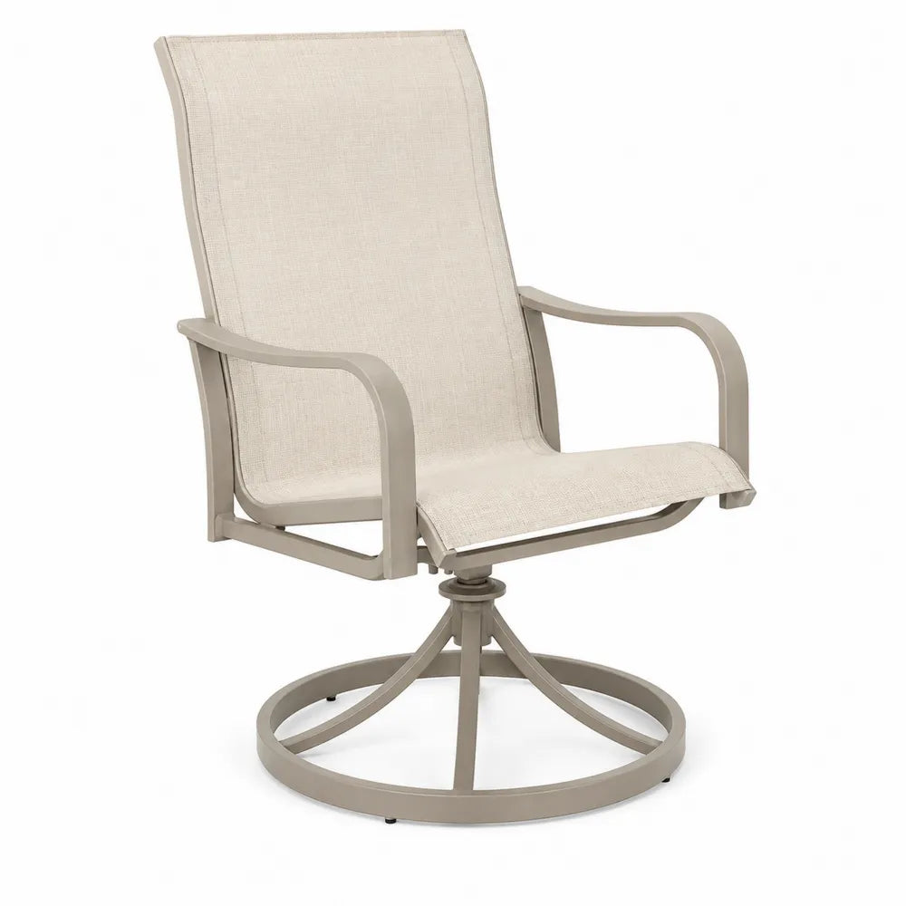 Sedia girevole in alluminio con tessuto beige