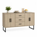 Credenza in legno chiaro con acciaio, 150x40x80 cm
