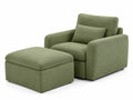 Set Poltrona e Pouf in Tessuto di Poliestere Verde