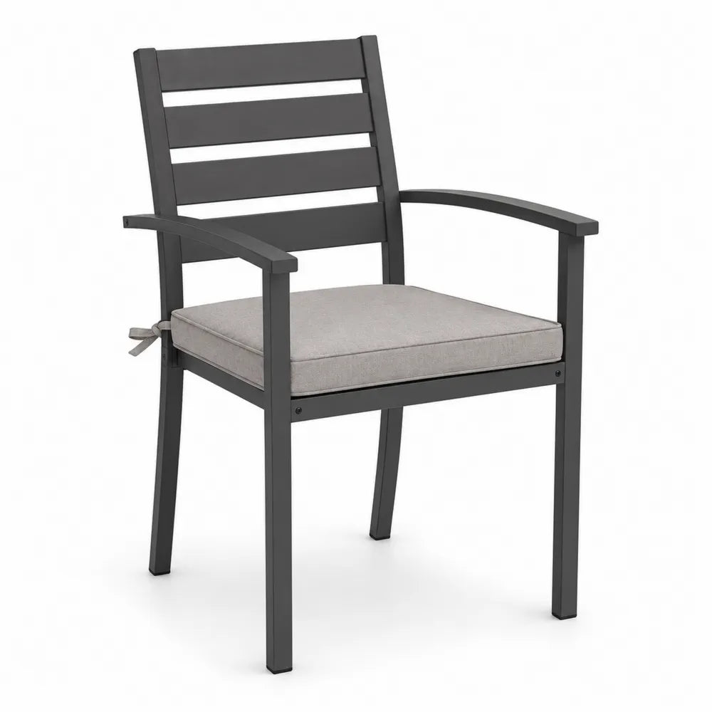 Sedia da Esterno in Alluminio con Cuscino in Poliestere Grigio