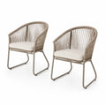 Set di 2 Sedie da Esterno in Rattan Sintetico e Metallo Beige