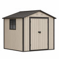 Capannone da Giardino in Lamiera Zincata Beige con Porta e Finestra