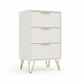 Cassettiera bianca a 3 cassetti in legno composito e metallo 80x40x100 cm