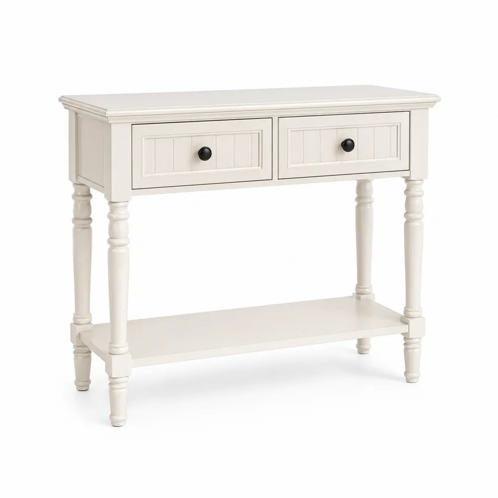 Consolle con Cassetti in Legno Verniciato Bianco