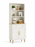 Credenza in legno MDF bianca con ripiani e ante